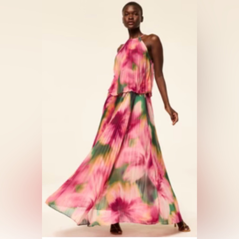 MISA Blurred Hibiscus print chiffon 2-piece NWT